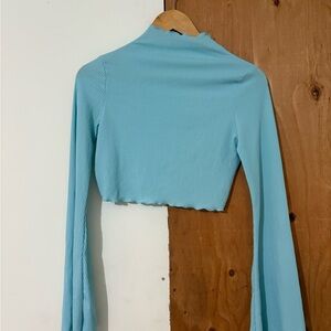 PrettyLittleThing Blue Long Sleeve Fitted Bodysuit